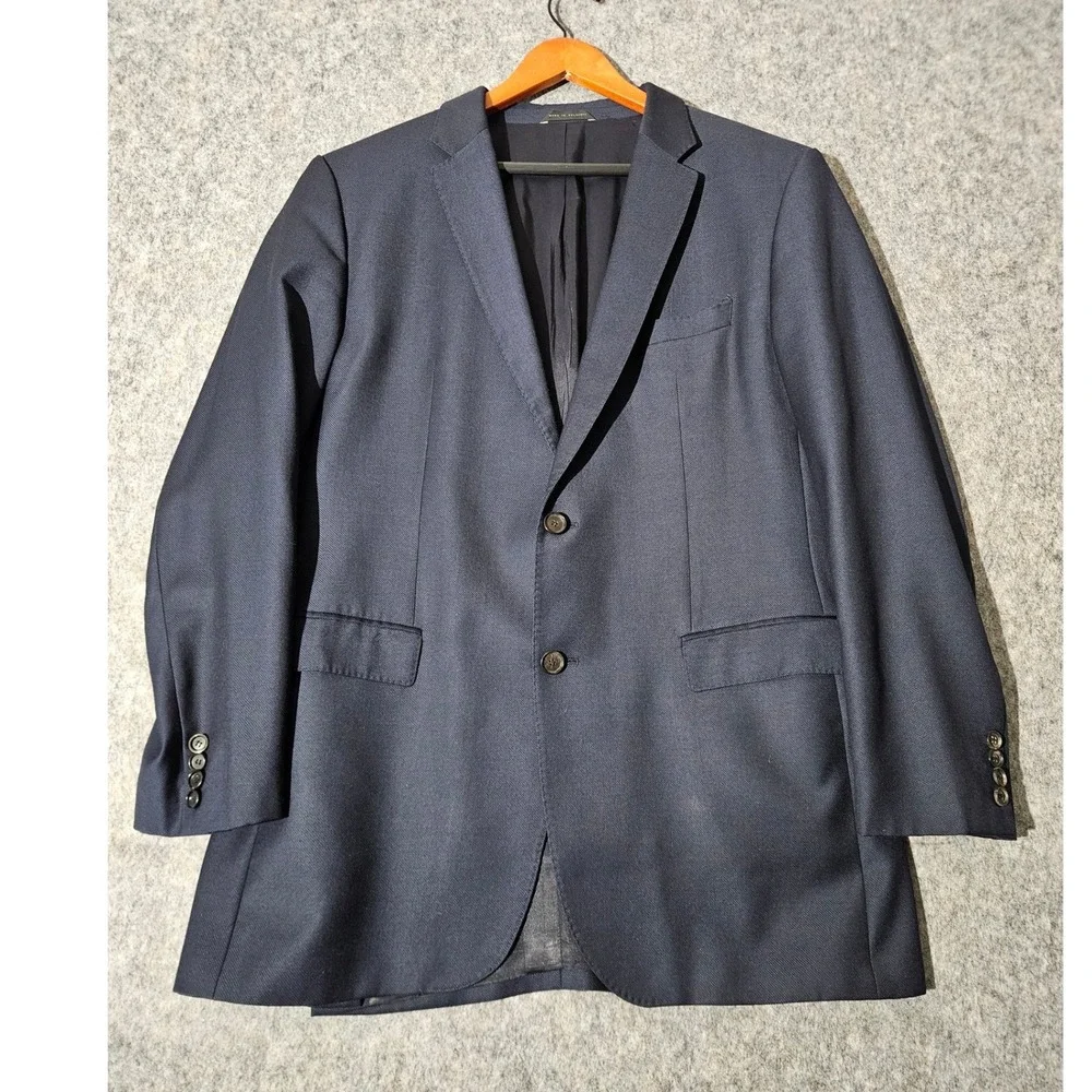 HUGO BOSS Men Navy Blue Wool Suit Jacket Blazer Sport Coat Size 44L The James 4
